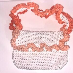 Handmade Crochet Bag with Ruffled Strap